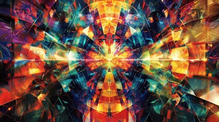 Poster - a colorful abstract painting with a lot of different shapes and colors