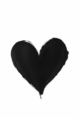 Poster -  Black heart symbolizing love and passion on a minimalistic white background in an artistic manner. 