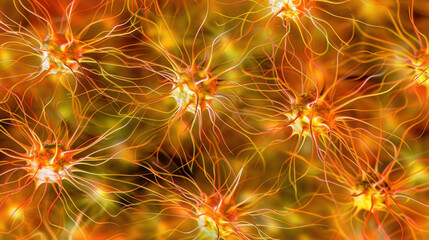 Poster - colorful neural network with glowing neurons and intricate connections, representing brain activity 