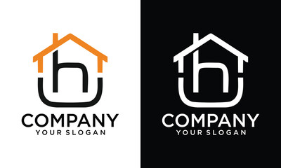 Poster - Creative home with letter UH logo design
