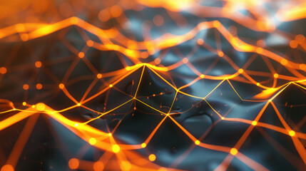 Poster - vibrant abstract representation of interconnected lines and nodes, showcasing dynamic network of ora