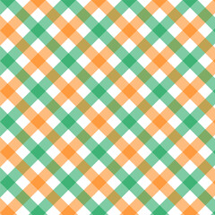 Wall Mural - Gingham seamless pattern.Checkered tartan plaid repeat pattern in green orange white.Geometric vector illustration background wallpaper for fabric and prints.