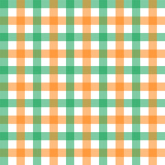 Wall Mural - gingham seamless pattern.checkered tartan plaid repeat pattern in green orange white.geometric vecto
