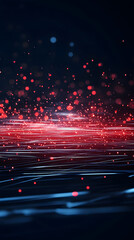 Poster - Dynamic light trails and particles abstract background digital art dark environment close-up view modern concept