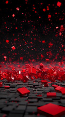 Aufkleber - Dynamic red particles falling abstract background digital art dark environment close-up view motion concept