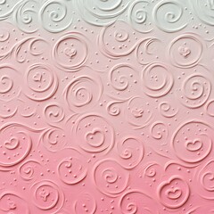 Wall Mural - Abstract pink and white textured background with swirls and hearts.