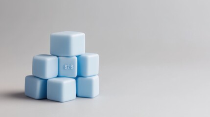 Poster - A minimalistic arrangement of light blue cubes stacked neatly against a neutral background.