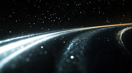 Wall Mural - Abstract Light Trail with Glittering Particles on Dark Background
