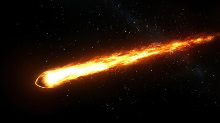 Wall Mural - Bright Fiery Meteor Traveling Through Starry Night Sky in Space
