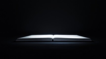 Wall Mural - Illuminated Open Book on Dark Background for Creative Projects