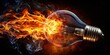 © Danicha - Fiery Bulb Silhouette: Dramatic Backlit Lightbulb in Flames Stock Photo