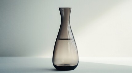 Wall Mural - Dark glass vase with water on white background.