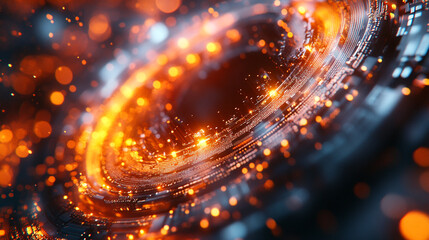 Poster - Vibrant swirling particles create dynamic energy in a cosmic setting