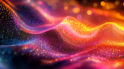 Poster - Colorful digital wave texture with sparkling particles in an abstract design