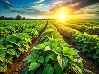 Wall Mural - Fresh Green Beans Harvest: Vibrant Farm Field Landscape Photography