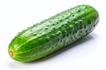 Canvas Print - Fresh Green Cucumber Isolated on White Background - High-Resolution Stock Photo