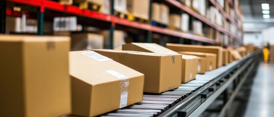 Poster - Modern warehouse equipment automated package sorting system for optimal efficiency