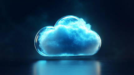 Poster - Digital cloud formation with glowing effects over a dark background at night