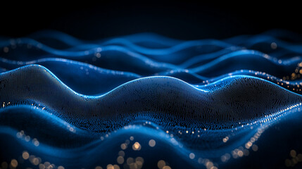 Poster - Digital waves with shimmering lights create a mesmerizing visual experience at night