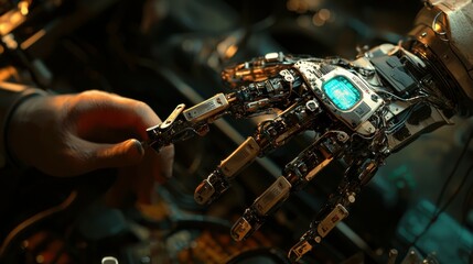 Poster - Closeup of innovative robotic surgical tools in a high-tech medical facility