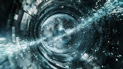 Poster - Futuristic abstract digital art high-energy particle collision simulation environment