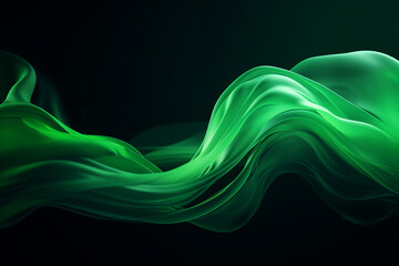 Poster - A beautiful shiny green liquid that looks three-dimensional and floats in the dark space.