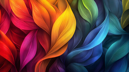 Poster - The background has a leaf-like pattern consisting of many tiny lines and beautiful rainbow colors.