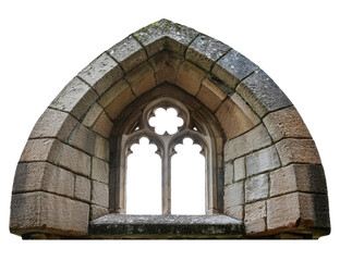 gothic or victorian arched window, white background