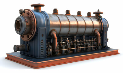 Poster - Industrial Steam Engine, Studio Shot, White Background, Power Generation