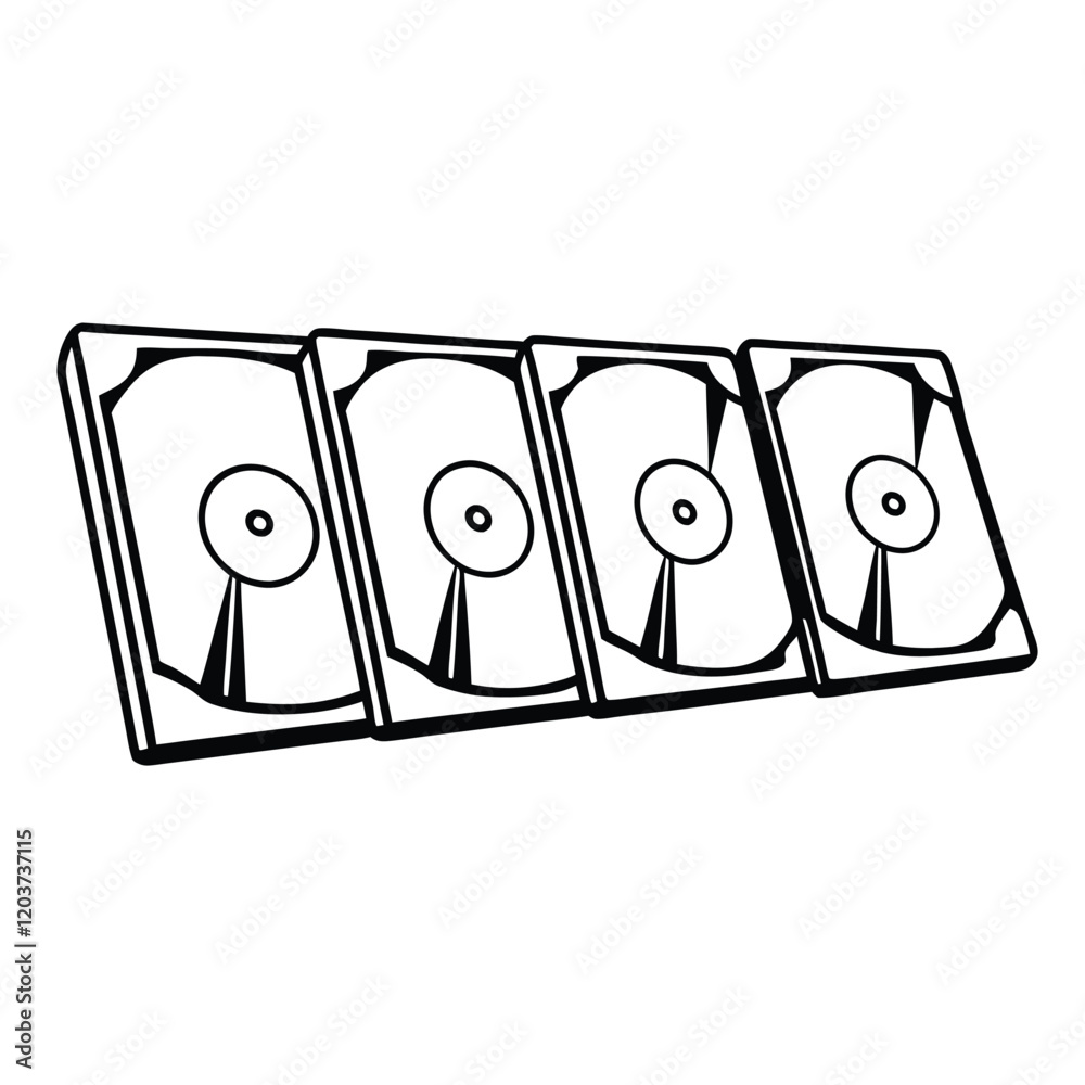 Hard disk drives, computer storage devices, schematic illustration ...
