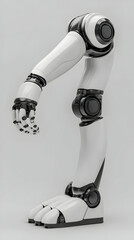 Poster - Robotic leg studio shot, bending, grey background, AI