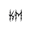 KM monogram logo design letter text name symbol monochrome logotype alphabet character simple logo