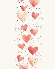 Poster - Watercolor hearts with splashes on a cream background for Valentine's Day
