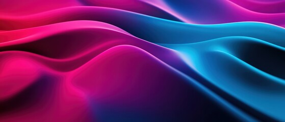 Poster - Vibrant waves of pink and blue create a dynamic, abstract visual representation.