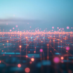 Aufkleber - Abstract digital technology background with glowing lights in a futuristic network concept