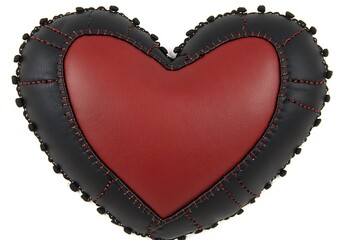 Wall Mural - Red heart-shaped cushion with black leather trim.