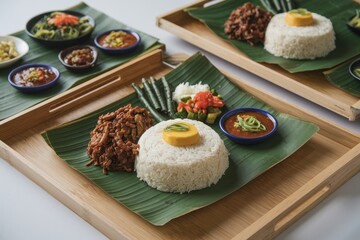 Delicious Asian Rice Dish Served on Banana Leaf