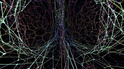 Aufkleber - Abstract Digital Brain Wireframe with Multicolor Gradient