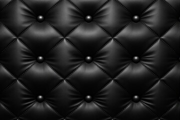 Aufkleber - Luxurious black leather tufted background with elegant button accents.