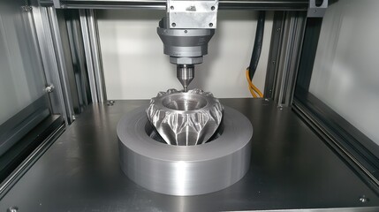 Poster - A D printer nozzle accurately depositing material layer by layer.