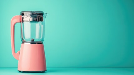 Poster - A colorful blender with a vibrant pink body, resting on a teal backdrop.