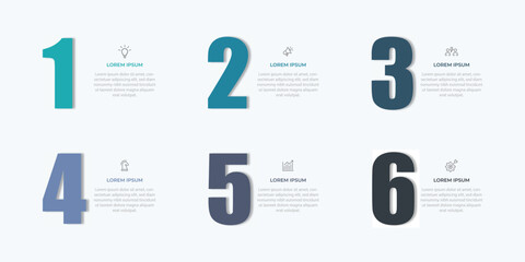Wall Mural - vector infographic number design with 6 options or steps. infographics for business concept. can be 