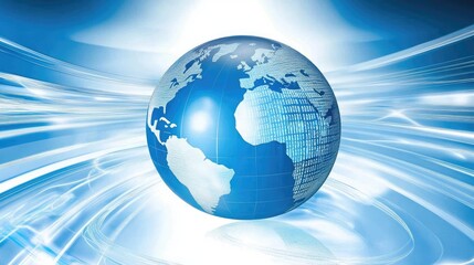 Poster - A holographic globe with data streams flowing in and out, representing global augmentation.