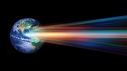 Poster - A holographic globe with data streams flowing in and out, representing global augmentation.