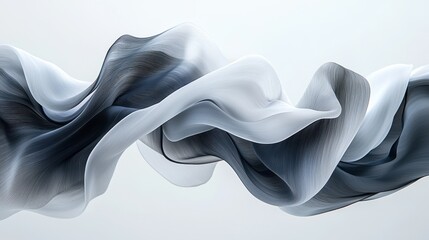 Poster - abstract fluid waveform in monochrome tones with dynamic flow