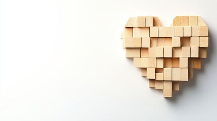 Aufkleber - Pixelated Wooden Heart on White Background