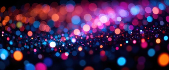 Poster - Vibrant multicolored bokeh lights in a blurred abstract pattern