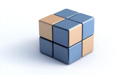 Poster - A rotating data cube with shifting segments, representing synthetic data creation.