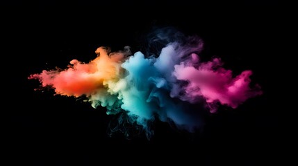Poster - Very aesthetic colorful smoke background on black background