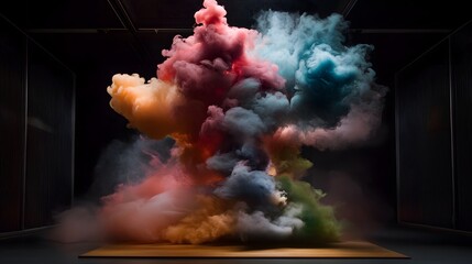 Poster - Very aesthetic colorful smoke background on black background